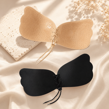 Xeffo Butterfly Sticky Bra ,C Cup Invisible Strapless Push Up Bra , Gathering Bra Beautiful DrawString